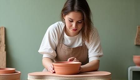 Elena working at her potter's wheel