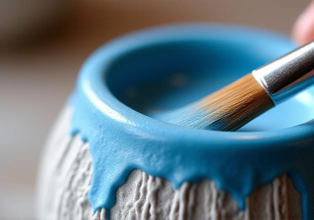 Close up of ceramic glazing process